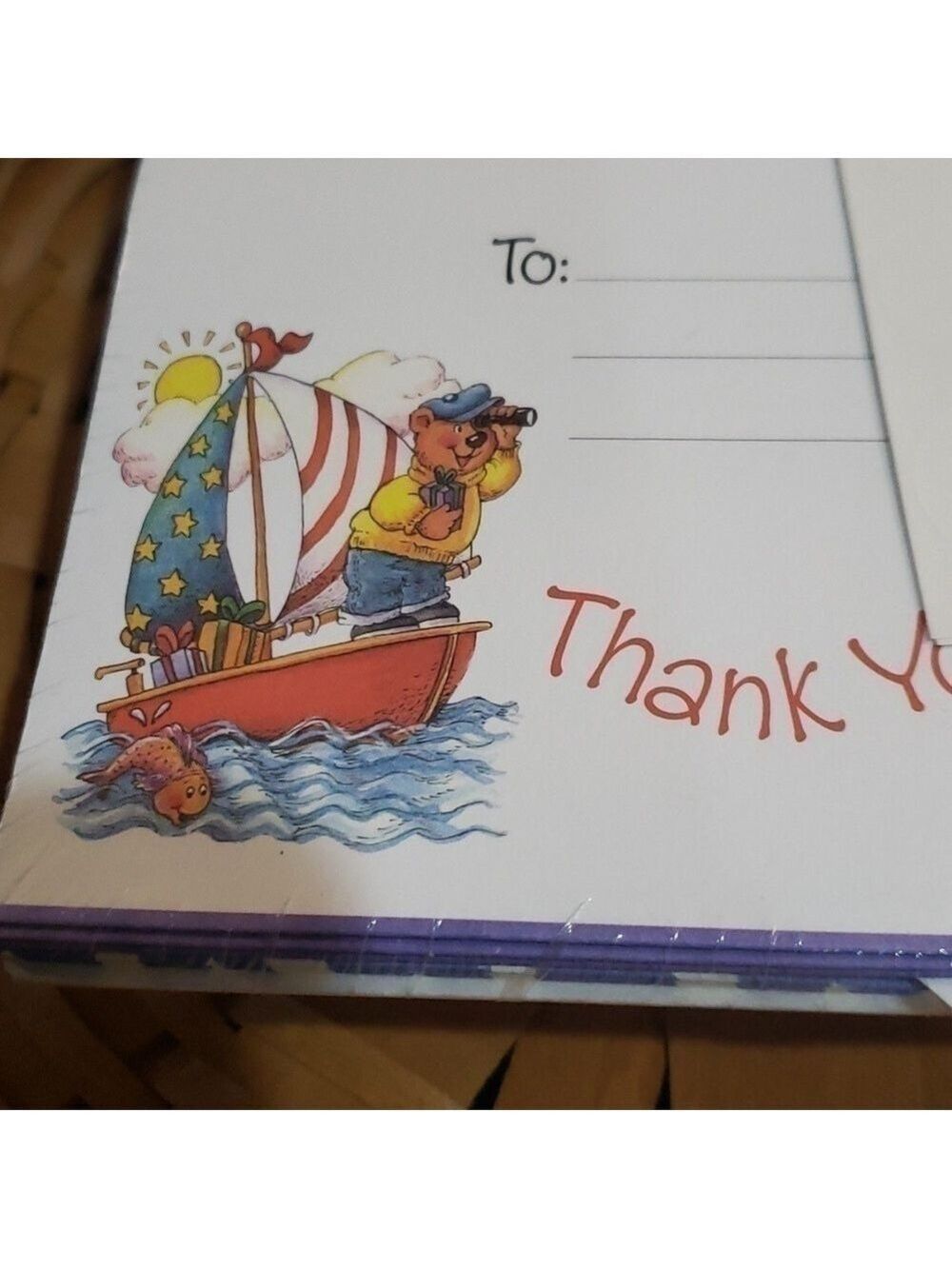 Sally Foster Thank You Note Cards 12 Total Stickers Seals Nautical Cow … - Picture 8 of 10